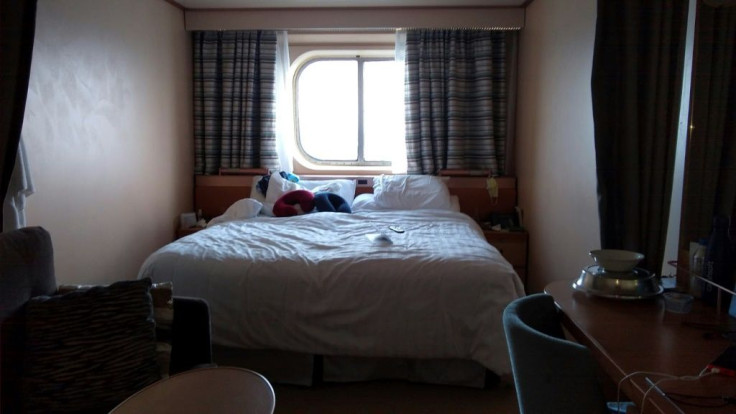 Photo taken by Laura Gabaroni Huergo showing the cabin where she and her husband remain quarantined aboard the Rotterdam Cruise ship on March 29, 2020