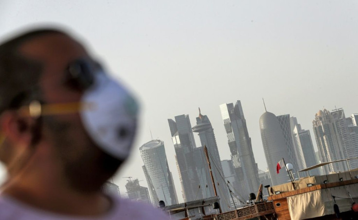 A man wearing a mask as a precaution against COVID-19 in Doha earlier this month