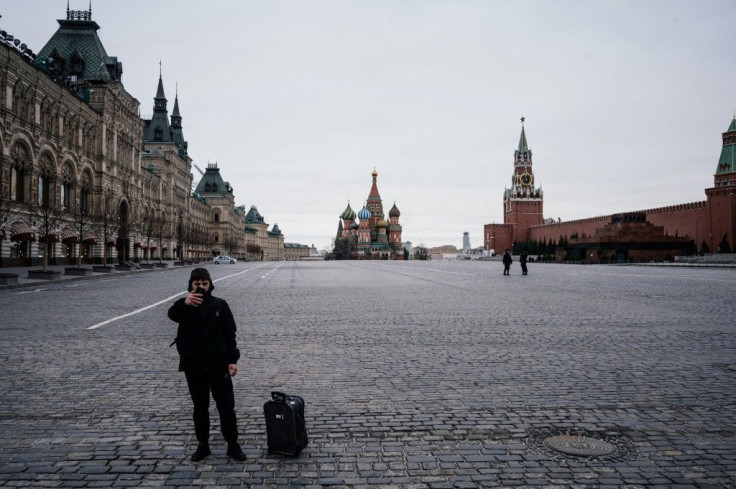 Moscow's Red Square was virtually empty as the lockdown in the city came into force Monday