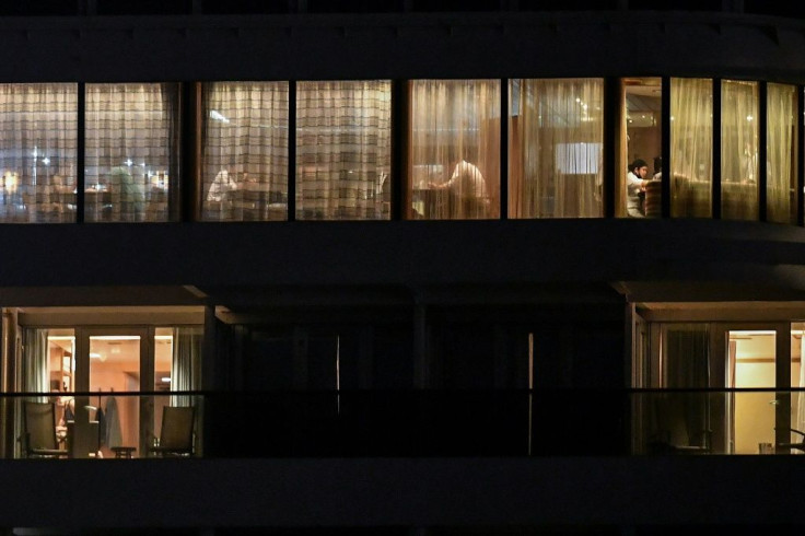 Passengers aboard the Zaandam are seen here as the ship transited the Panama Canal