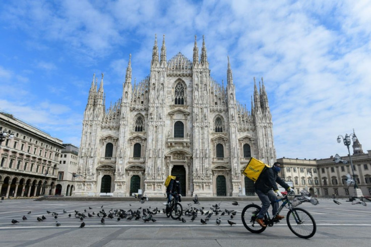 Italy's epicentre of the global outbreak admitted it was experiencing a "constant and progressive increase of the deceased awaiting cremation;" pictured is file image of Milan from March 31, 2020