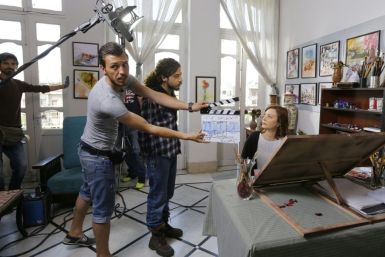 Syrian actress Nadine Tahseen Beck seen during filming of the Arab serial drama 'Fouda' or 'Chaos' near the capital Damascus
