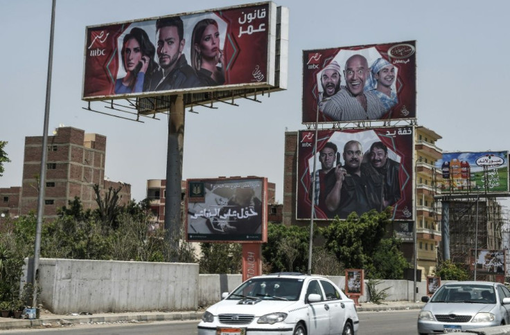 Billboards for Ramadan television series in the streets of the Egyptian capital Cairo
