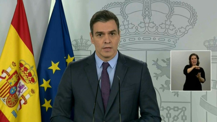 Spanish Prime Minister Pedro Sanchez announces that the lockdown will be extended for two weeks in Spain, to curb the coronavirus pandemic.