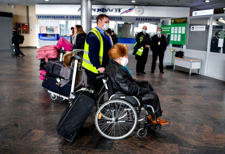 Around 170 people gathered at Moscow's Sheremetyevo airport for a repatriation flight to France organised by the French embassy