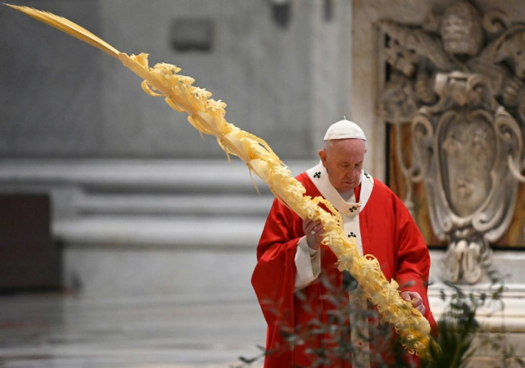 Pope Francis celebrated Palm Sunday mass behind closed doors at St Peter's on Sunday