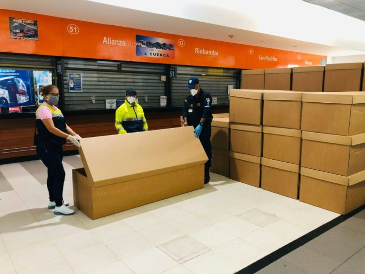 The cardboard coffins "will be a great help in providing a dignified burial for people who died during this health emergency," the Guayaquil mayor's office tweeted