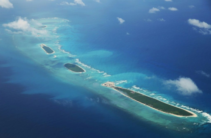 An aerial view of Qilianyu islands in the Paracel chain, which China considers part of Hainan province, as seen in August 2018