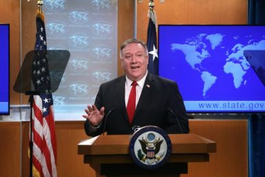 US Secretary of State Mike Pompeo announces talks with Iraq at a news conference at the State Department