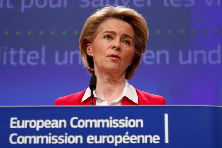 European Commission President Ursula von der Leyen (pictured April 2, 2020) will hold an "orientation debate" with commissioners by videoconference, after some EU countries announced they were already planning to relax measures