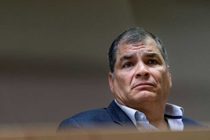 Ecuador's former president Rafael Correa, pictured in October 2019, claims he's the victim of political persecution