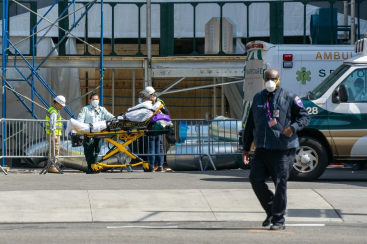A patient being taken to the emergency room at NYU Langone Hospital in New York City