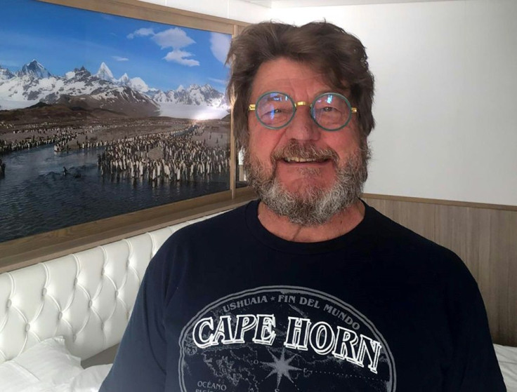 Charley Nadin, 67, posing onboard the Australian cruise ship Greg Mortimer off the port of Montevideo, praised the "extraordinary" care from local health authorities