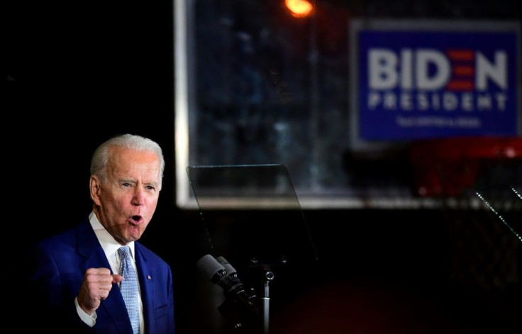 Democratic presidential hopeful former Vice President Joe Biden speaks during a Super Tuesday event in Los Angeles on March 3, 2020