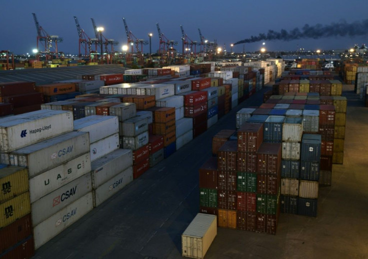 Containers pictured in 2018 at a terminal at the docks in Buenos Aires, Argentina -- the country's vital exports started to slump in January when the new coronavirus began spreading in China, a major trade partner