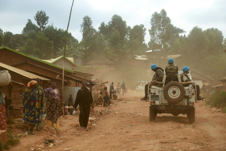 UN peacekeepers from Morocco carry out a patrol in the DR Congo in March 2020