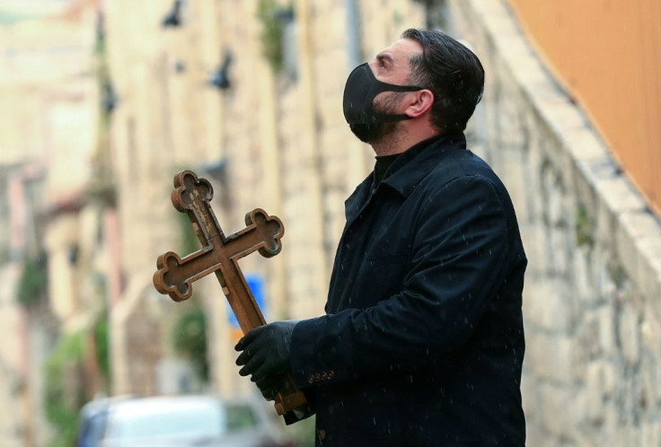 Easter mass is to be broadcast live from the Church of the Holy Sepulchre on Sunday but just six monks will actually be present because of social distancing regulations