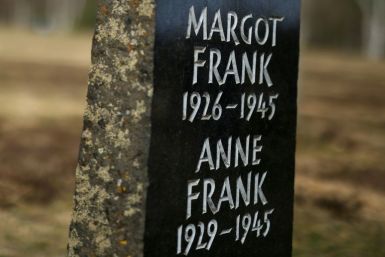 A memorial stone for the young diarist Anne Frank and her sister on the grounds of the former concentration camp Bergen-Belsen