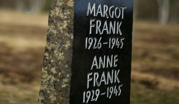 A memorial stone for the young diarist Anne Frank and her sister on the grounds of the former concentration camp Bergen-Belsen