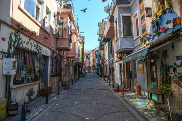 A deserted street in Istanbul's Balat district during a two-day curfew to prevent the spread of the novel coronavirus