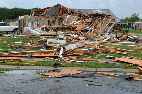This handout photo obtained April 13, 2020 courtesy of the City of Monroe, Louisiana shows the aftermath of storm damage after tornadoes ripped through southern US states on Easter Sunday