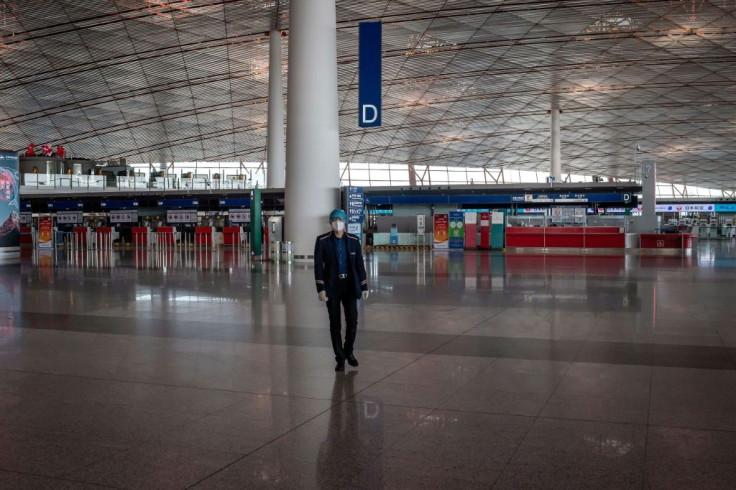 A near-empty terminal at Beijing Capital International Airport, where flights have been drastically reduced