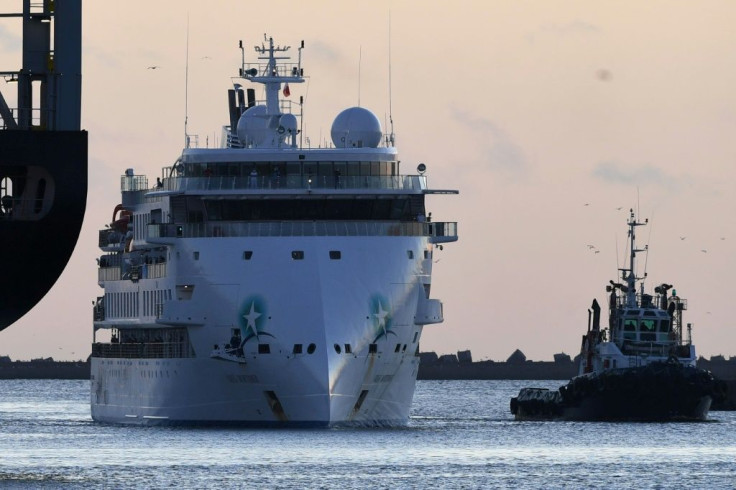 The COVID-19 coronavirus-stricken Australian liner Greg Mortimer in Montevideo's port