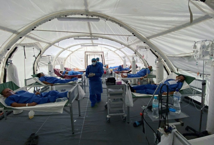 Patients being treated for COVID-19 at a field hospital in Guayaquil, Ecuador