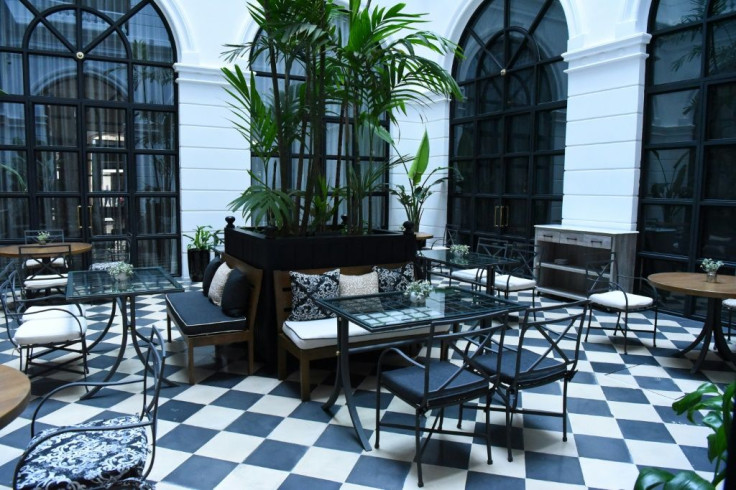 A courtyard at the Asuncion hotel where Ronaldinho and his business-manager brother Roberto are being held under house arrest