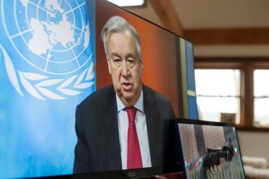 UN chief Antonio Guterres, pictured during a virtual press conference on April 3, 2020, hopes for a COVID-19 vaccine by the end of 2020