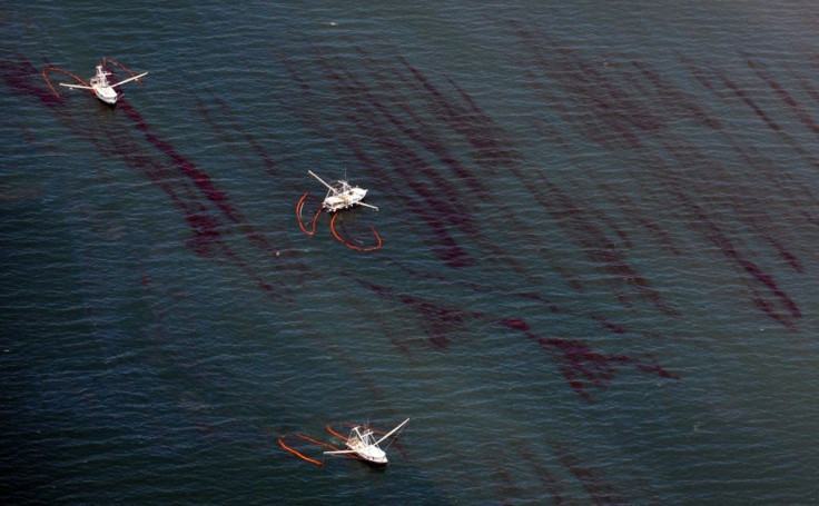 Fishing boats, pictured in May 2010, were recruited to help contain the millions of gallons of oil that leaked into the Gulf of Mexico after the explosion of BP's Deepwater Horizon platform