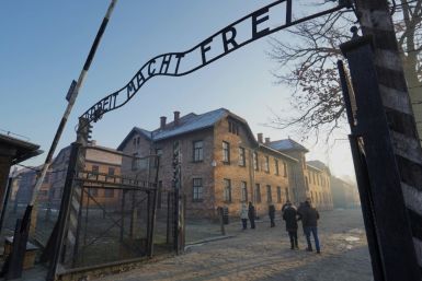 A file picture taken on December 5, 2019 shows the main gate at the entrance to the Nazi Auschwitz concentration and extermination camp in  Poland