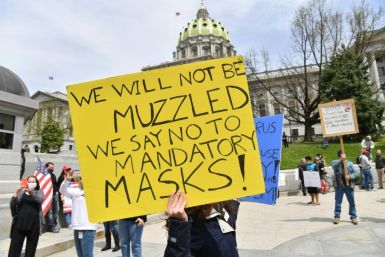 Hundreds of protesters take part in a "Reopen Pennsylvania" demonstration against coronavirus-related lockdowns in the state capital Harrisburg