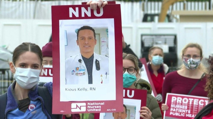Nurses hold a protest in front of the White House in Washington, DC, to call attention to the tens of thousands of health care workersÂ nationwideÂ who have become infected withÂ COVID-19Â due to lack of personal protective equipment.