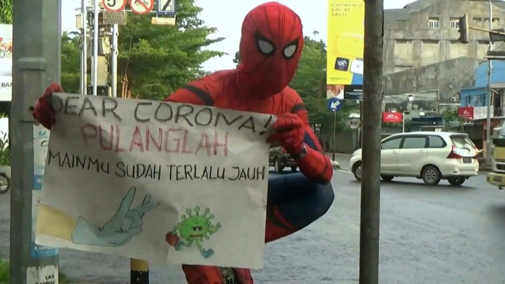 A group of activists and superhero fans in Indonesian city of Makassar wear superhero costumes on the streets and try to raise awareness about the coronavirus.There are over 6,000 cases and more than 500 deaths in Indonesia from the virus.