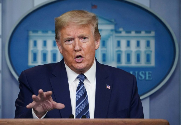 US President Donald Trump during his daily briefing on the novel coronavirus, COVID-19, on April 21, 2020