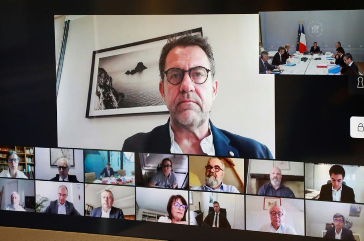 Celebrity chef Michel Sarran participating in the video conference meeting