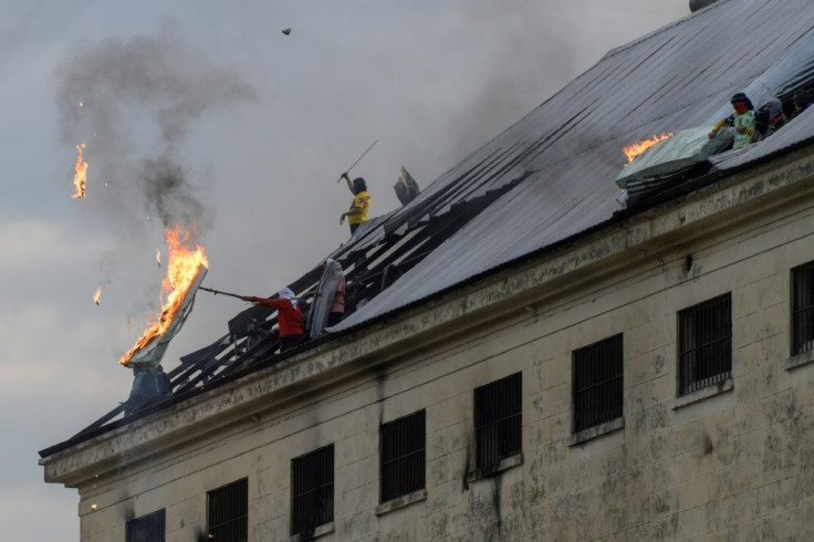 Inmates burn a mattress at Villa Devoto prison in Buenos Aires on April 24 during a riot demanding measures to prevent the spread of the coronavirus
