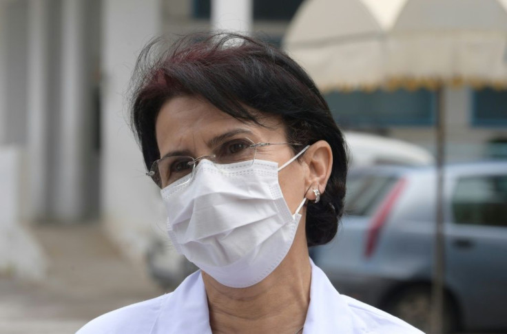 Jalila Ben Khelil speaks to AFP at Ariana Mami hospital where coronavirus patients are being treated in Ariana near the Tunisian capital Tunis