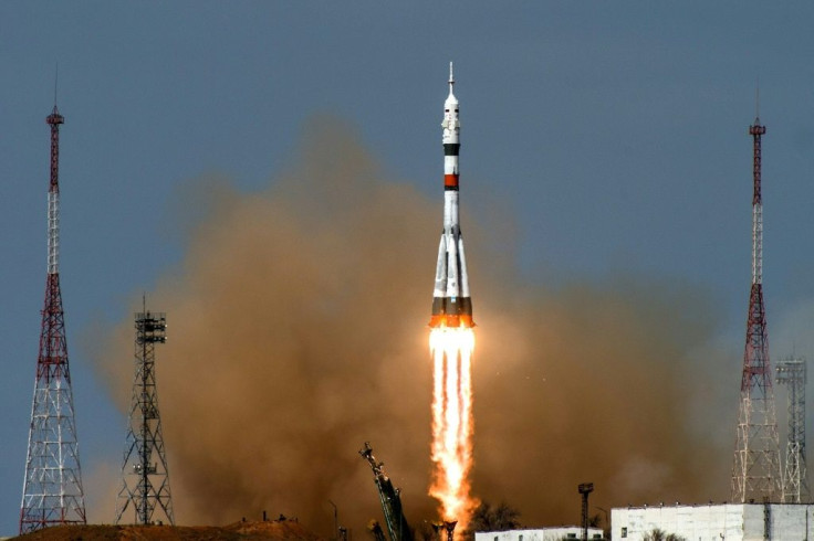 A Russian cargo capsule carrying essential supplies has docked with the International Space Station (ISS) after blasting off from the Baikonur Cosmodrome in Kazakhstan, pictured