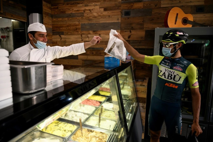 Professional cyclist Umberto Marengo was supposed to be training for the Giro d'Italia, but now he's delivering ice cream