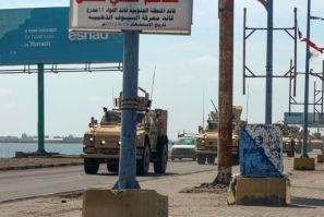 Saudi military vehicles patrol Aden after Yemen separatists declared self-rule in the south of the country