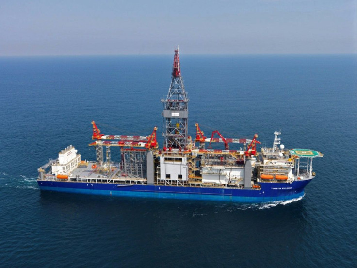 An undated handout picture released by the regional press office of the French multinational energy firm Total on February 25, 2020 shows the Tungsten Explorer drillship anchored off the Lebanese coast to explore for oil and gas