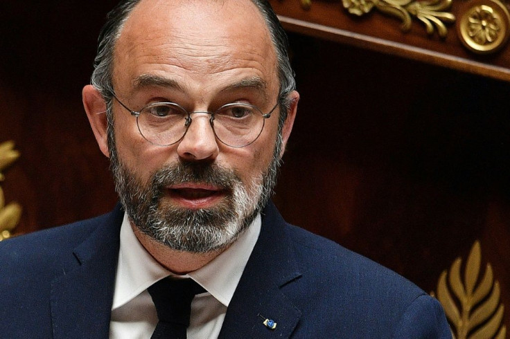 French Prime Minister Edouard Philippe  delivers a speech as he presents the government's plan to exit from the lockdown