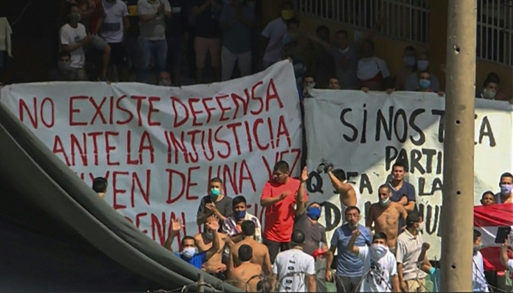 Inmates of Lima's Castro Castro prison protested following a deadly riot amid growing fears over the spread of the coronavirus