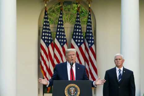 US President Donald Trump speaks as US Vice President Mike Pence and other senior White House officials have pointedly ignored advice to wear masks, leading to speculation it is a coordinated decision to downplay the severity of the crisis.