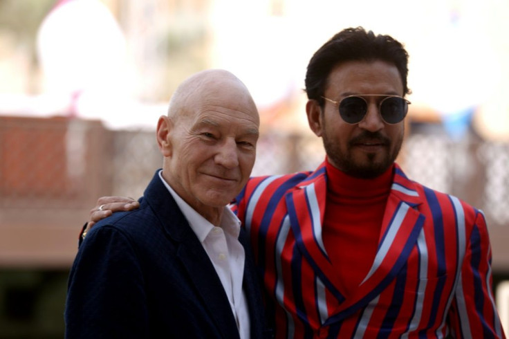 Irrfan Khan with fellow-actor Patrick Stewart at the Dubai International Film Festival in 2017