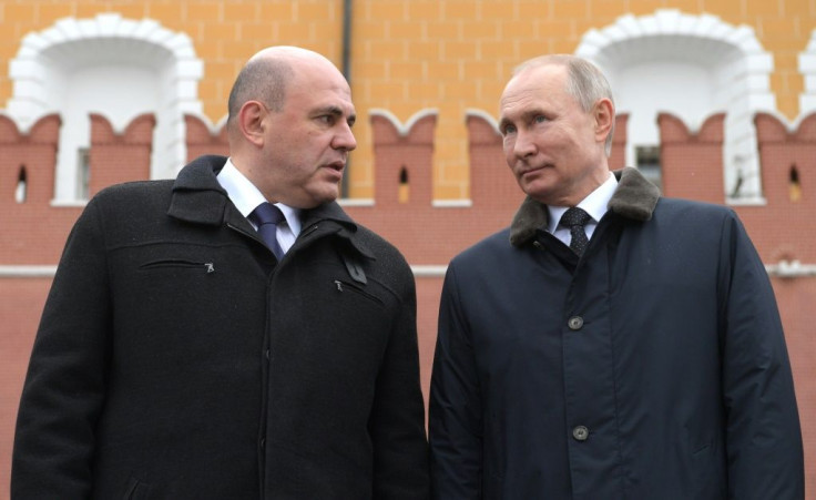 Mishustin with Vladimir Putin in February -- the Russian president has not held any face-to-face meetings for weeks