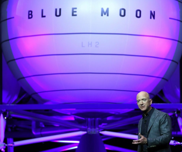 Jeff Bezos, owner of Blue Origin, introduces a new lunar landing module called Blue Moon during an event at the Washington Convention Center, May 9, 2019 in Washington, DC