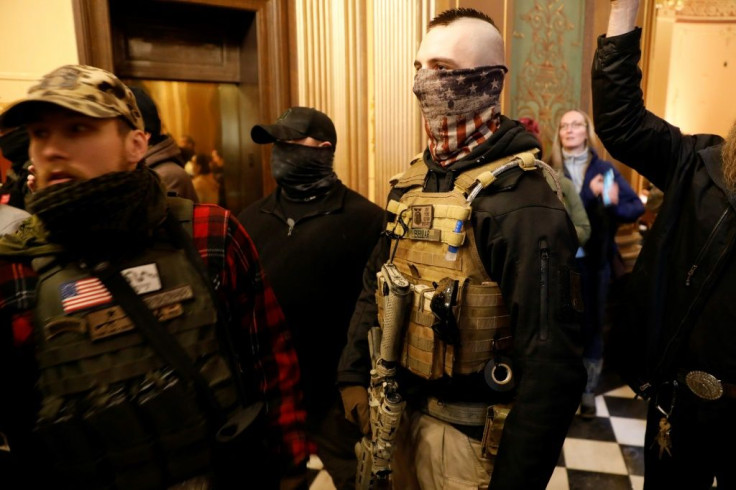 Some of the protesters who entered the Michigan state capitol on April 30, 2020, demanding coronavirus lockdown orders be lifted, were armed